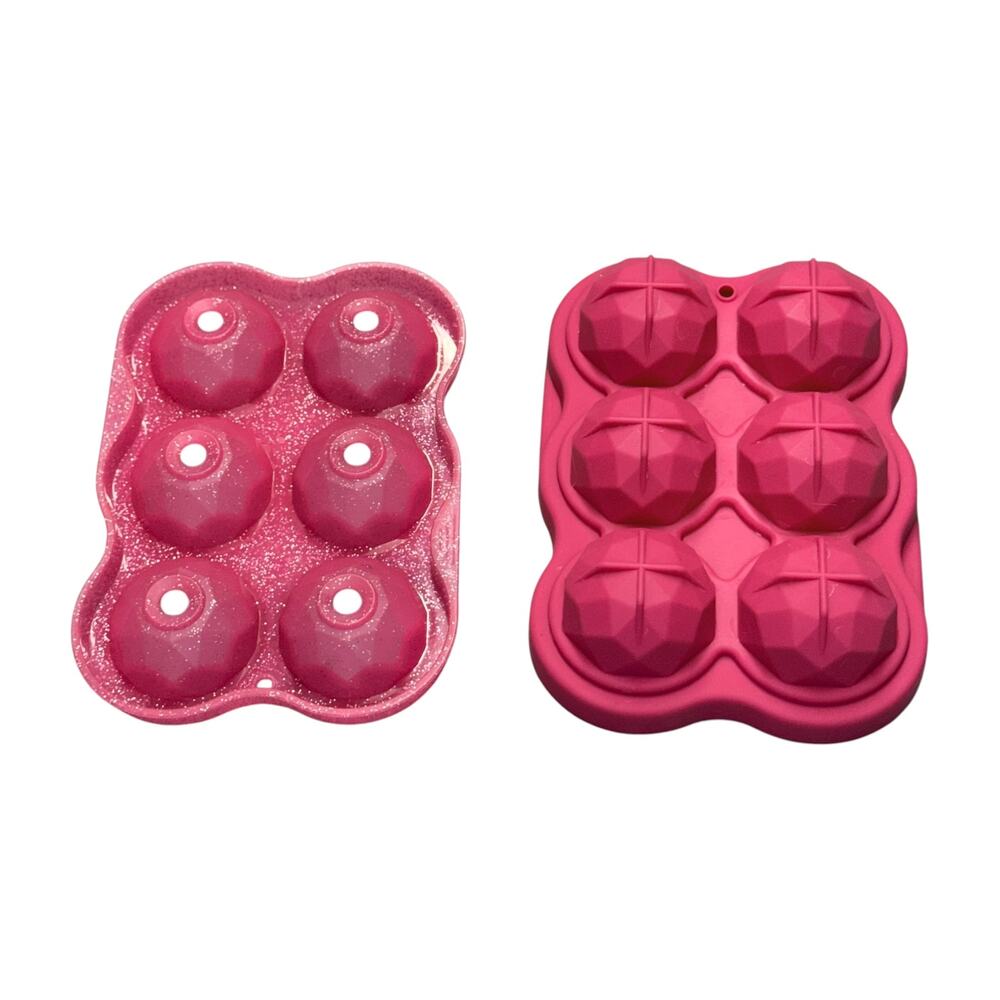 Pink Silicone Sphere Mold Set Faceted Ice Ball Chocolate Resin Unbranded